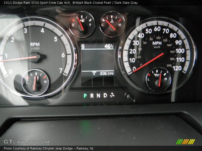 Brilliant Black Crystal Pearl / Dark Slate Gray 2011 Dodge Ram 1500 Sport Crew Cab 4x4