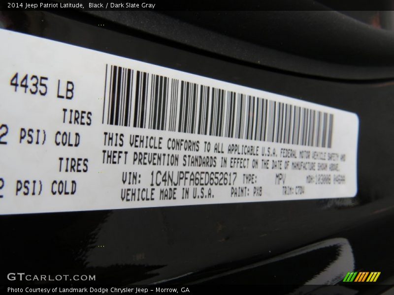 Black / Dark Slate Gray 2014 Jeep Patriot Latitude