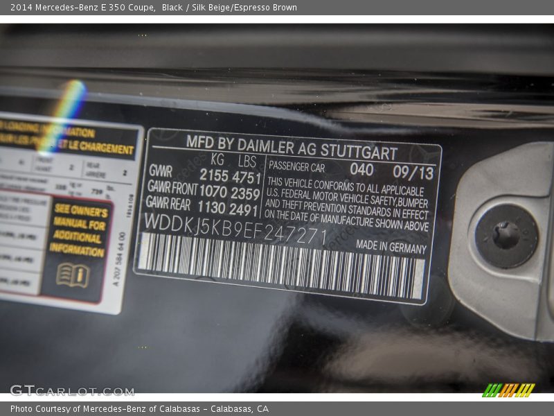 Black / Silk Beige/Espresso Brown 2014 Mercedes-Benz E 350 Coupe