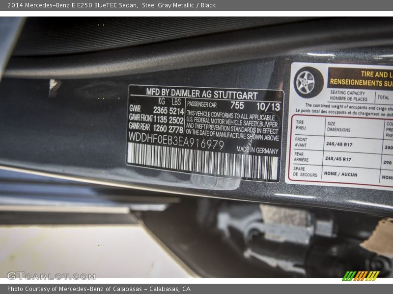 Steel Gray Metallic / Black 2014 Mercedes-Benz E E250 BlueTEC Sedan
