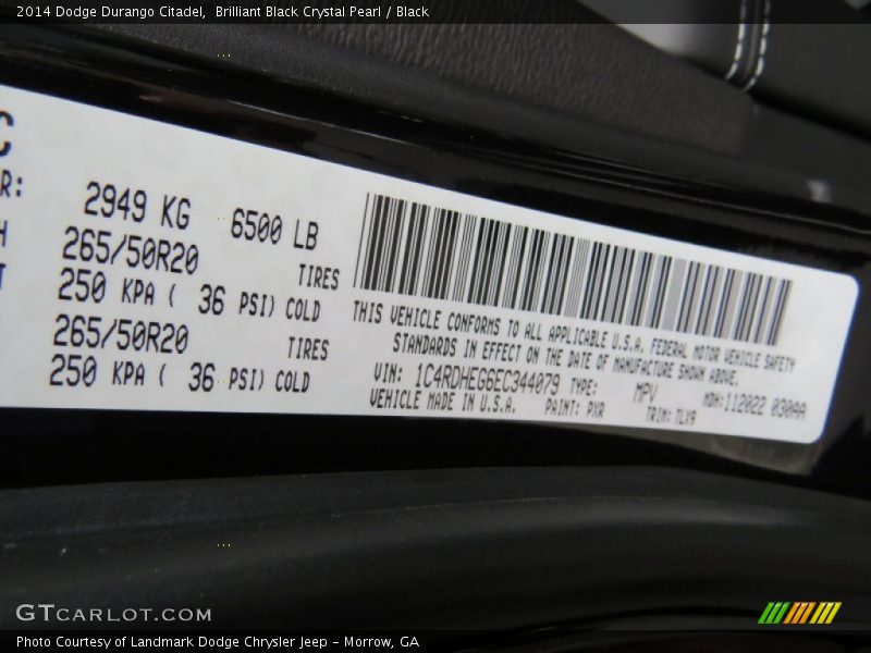 Brilliant Black Crystal Pearl / Black 2014 Dodge Durango Citadel