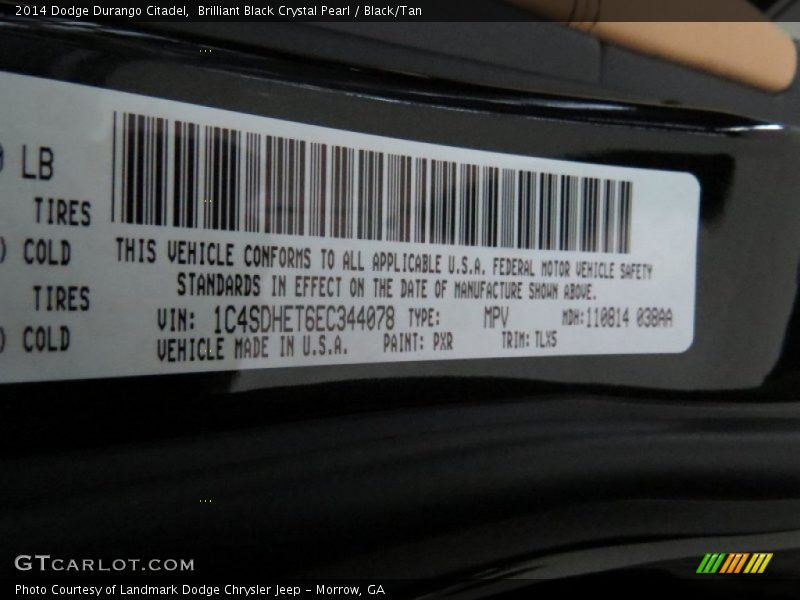 Brilliant Black Crystal Pearl / Black/Tan 2014 Dodge Durango Citadel