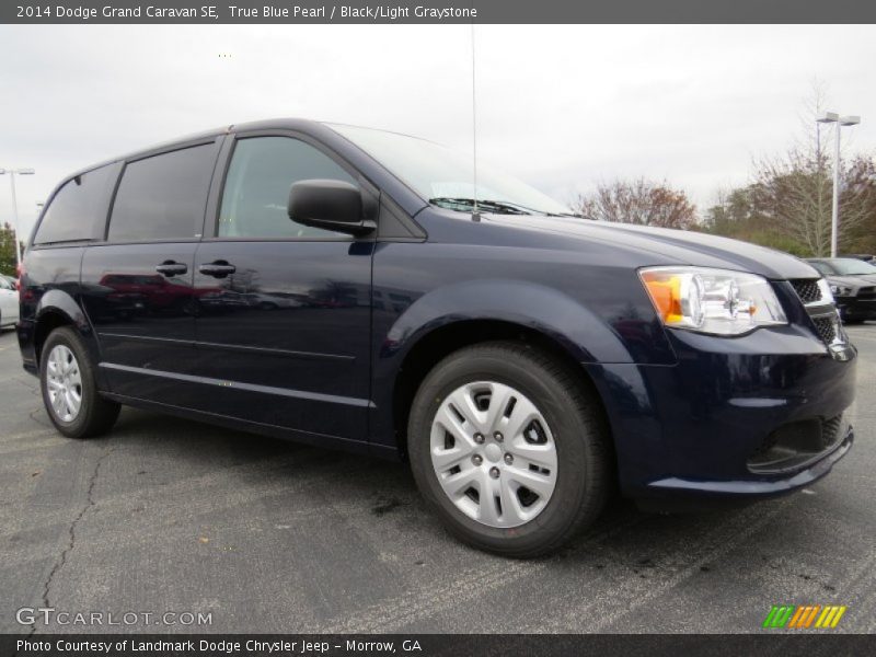 True Blue Pearl / Black/Light Graystone 2014 Dodge Grand Caravan SE