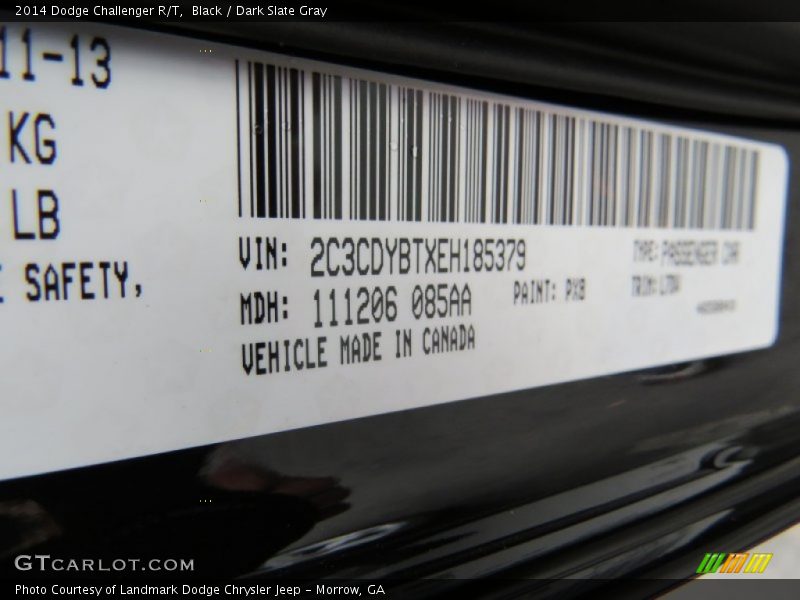 Black / Dark Slate Gray 2014 Dodge Challenger R/T
