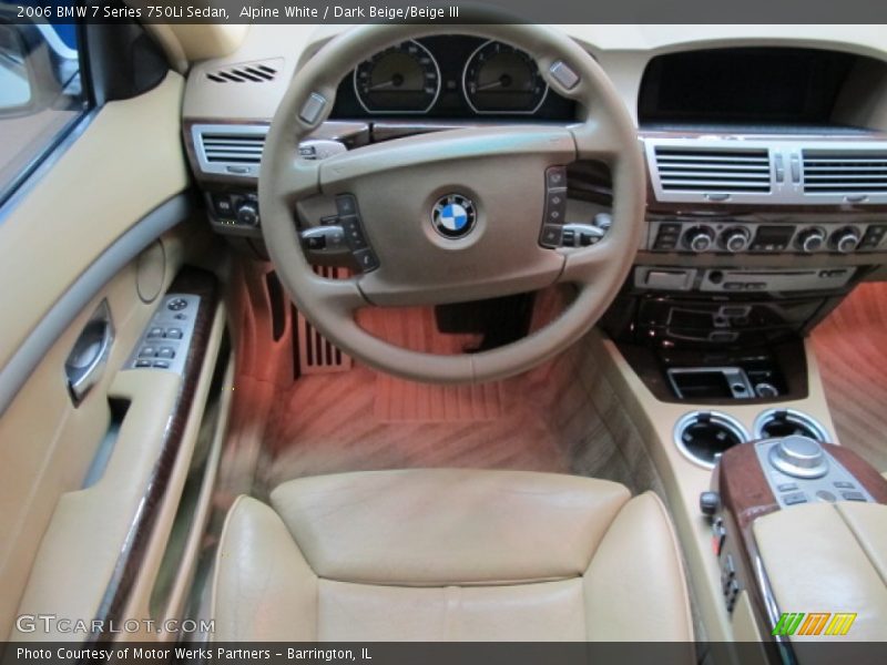 Alpine White / Dark Beige/Beige III 2006 BMW 7 Series 750Li Sedan