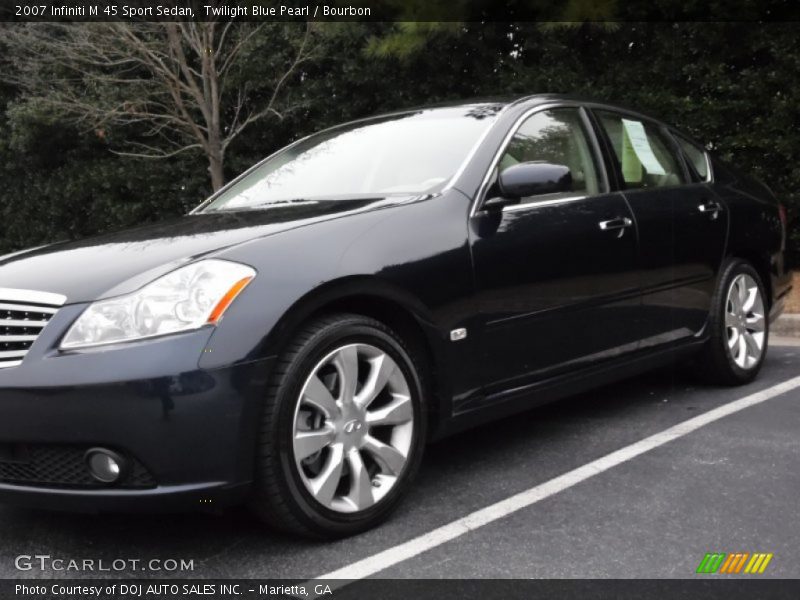Twilight Blue Pearl / Bourbon 2007 Infiniti M 45 Sport Sedan