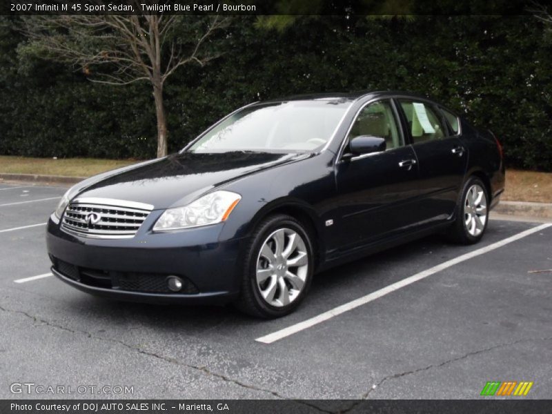 Twilight Blue Pearl / Bourbon 2007 Infiniti M 45 Sport Sedan