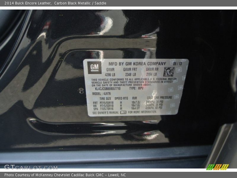 Carbon Black Metallic / Saddle 2014 Buick Encore Leather
