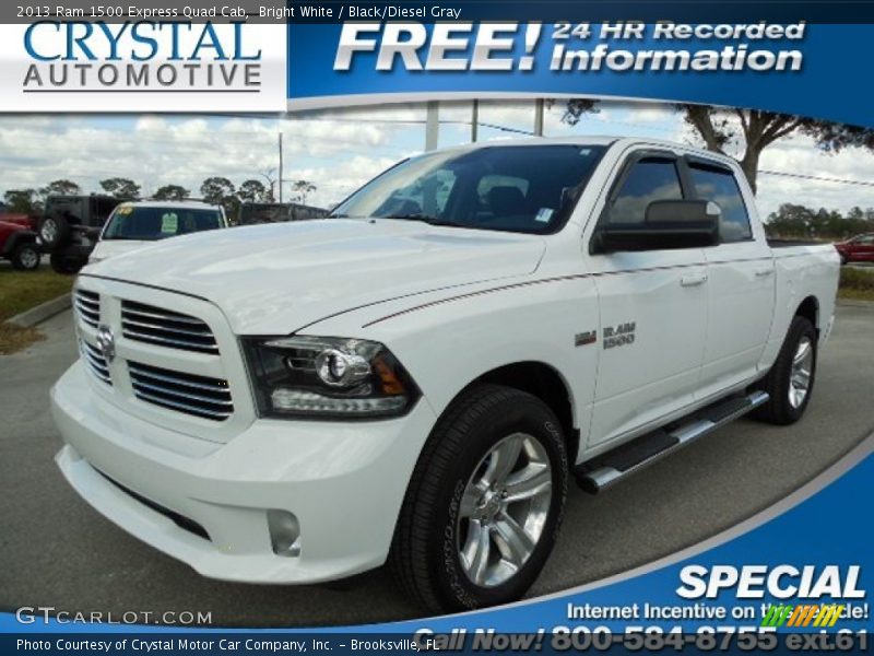 Bright White / Black/Diesel Gray 2013 Ram 1500 Express Quad Cab