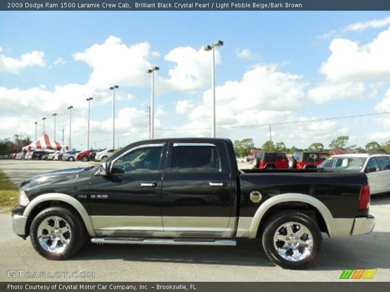 Brilliant Black Crystal Pearl / Light Pebble Beige/Bark Brown 2009 Dodge Ram 1500 Laramie Crew Cab