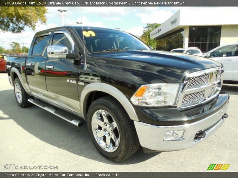Brilliant Black Crystal Pearl / Light Pebble Beige/Bark Brown 2009 Dodge Ram 1500 Laramie Crew Cab