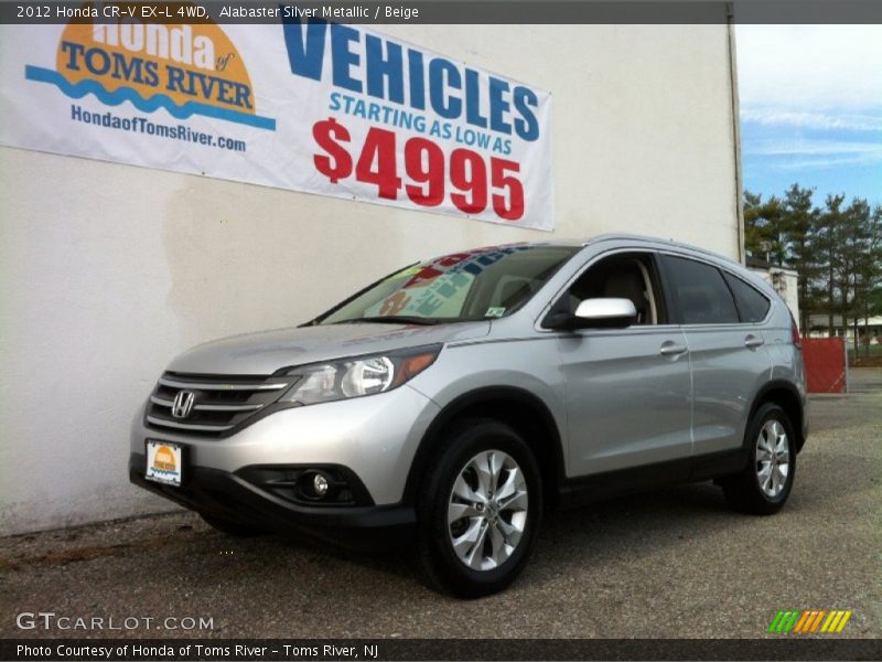 Alabaster Silver Metallic / Beige 2012 Honda CR-V EX-L 4WD