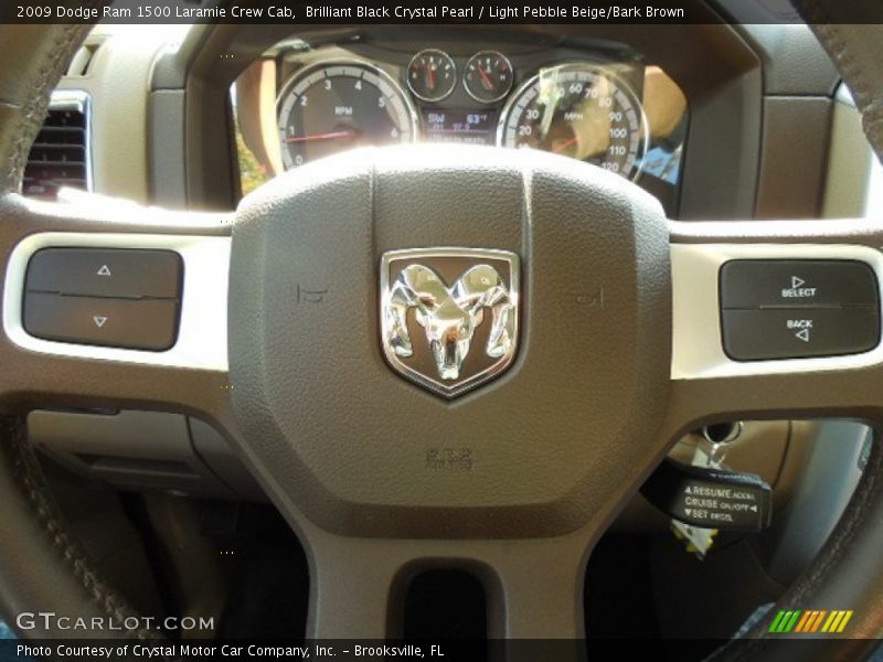 Brilliant Black Crystal Pearl / Light Pebble Beige/Bark Brown 2009 Dodge Ram 1500 Laramie Crew Cab