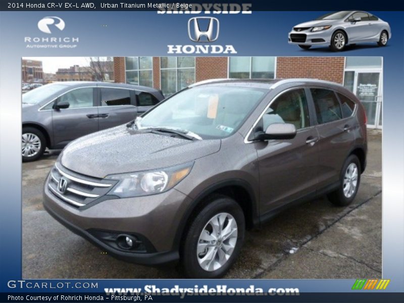 Urban Titanium Metallic / Beige 2014 Honda CR-V EX-L AWD