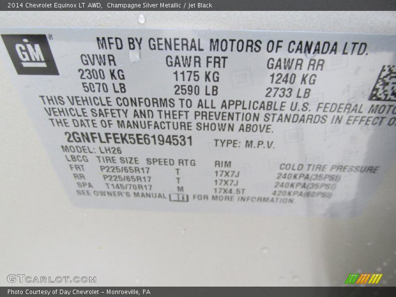 Champagne Silver Metallic / Jet Black 2014 Chevrolet Equinox LT AWD