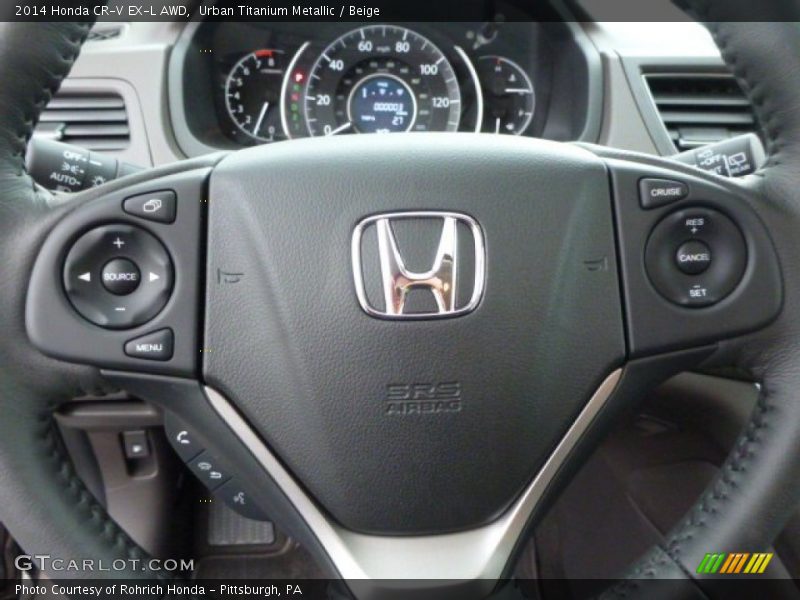 Urban Titanium Metallic / Beige 2014 Honda CR-V EX-L AWD