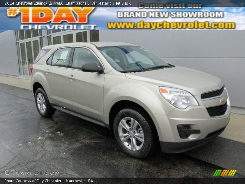 Champagne Silver Metallic / Jet Black 2014 Chevrolet Equinox LS AWD