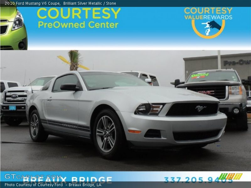 Brilliant Silver Metallic / Stone 2010 Ford Mustang V6 Coupe