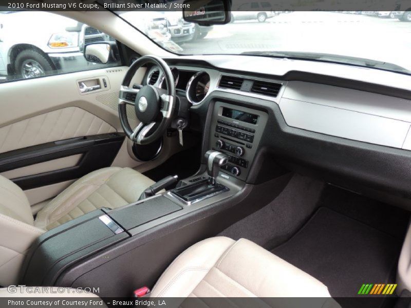 Brilliant Silver Metallic / Stone 2010 Ford Mustang V6 Coupe