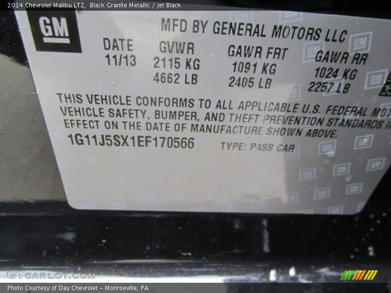 Black Granite Metallic / Jet Black 2014 Chevrolet Malibu LTZ