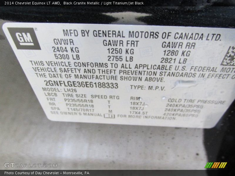 Black Granite Metallic / Light Titanium/Jet Black 2014 Chevrolet Equinox LT AWD