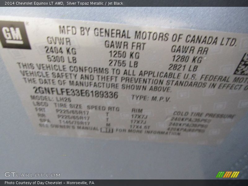 Silver Topaz Metallic / Jet Black 2014 Chevrolet Equinox LT AWD