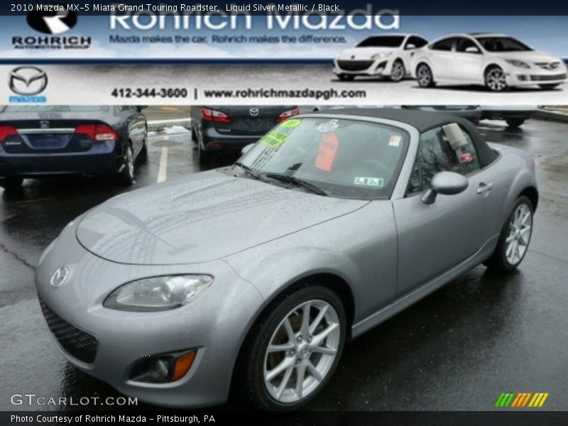 Liquid Silver Metallic / Black 2010 Mazda MX-5 Miata Grand Touring Roadster