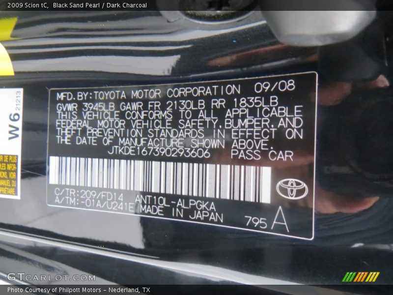 Black Sand Pearl / Dark Charcoal 2009 Scion tC