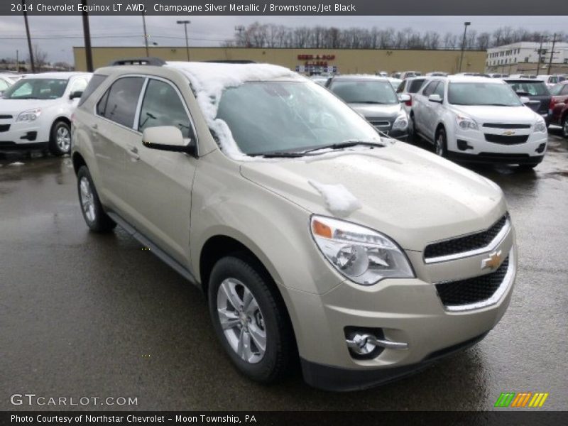 Champagne Silver Metallic / Brownstone/Jet Black 2014 Chevrolet Equinox LT AWD