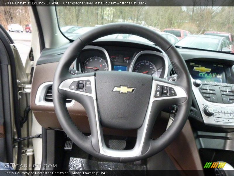 Champagne Silver Metallic / Brownstone/Jet Black 2014 Chevrolet Equinox LT AWD