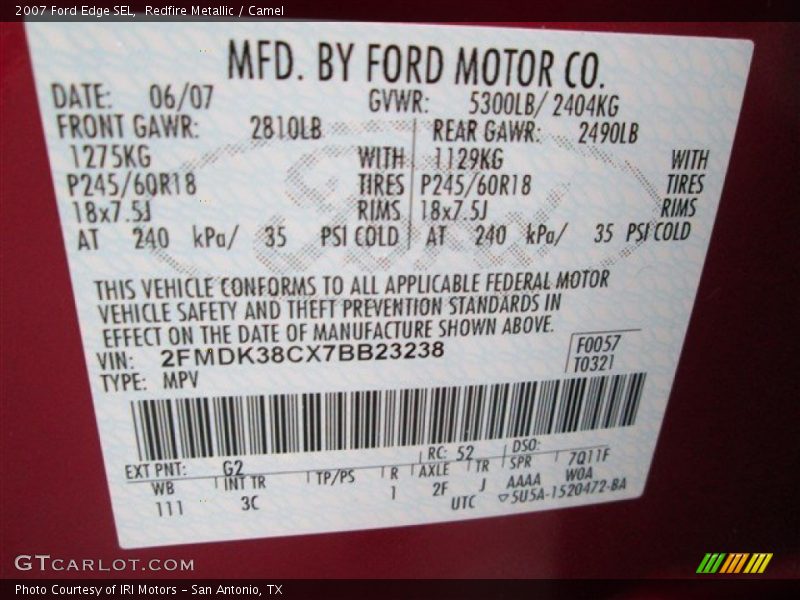 Redfire Metallic / Camel 2007 Ford Edge SEL