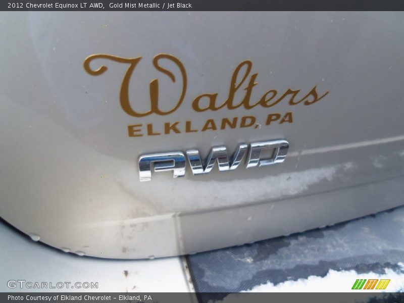 Gold Mist Metallic / Jet Black 2012 Chevrolet Equinox LT AWD