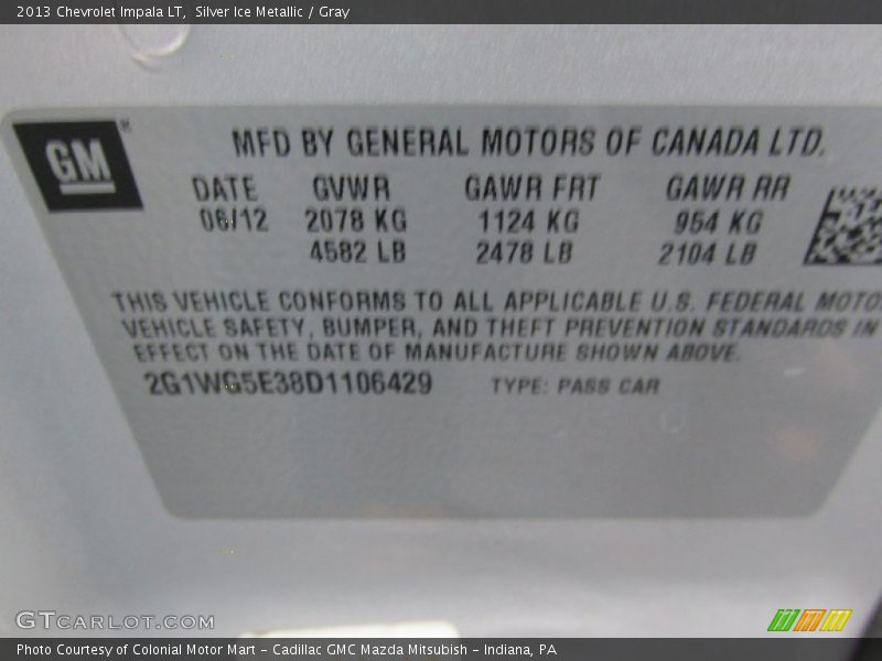 Silver Ice Metallic / Gray 2013 Chevrolet Impala LT