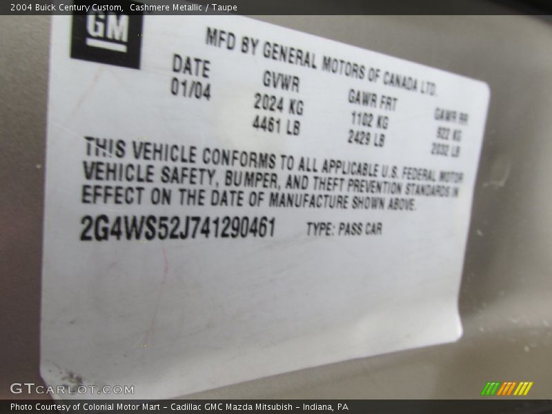 Cashmere Metallic / Taupe 2004 Buick Century Custom