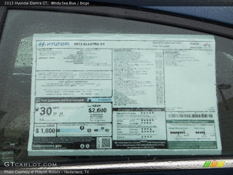 Windy Sea Blue / Beige 2013 Hyundai Elantra GT