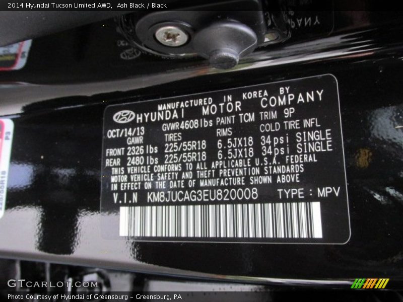 Ash Black / Black 2014 Hyundai Tucson Limited AWD