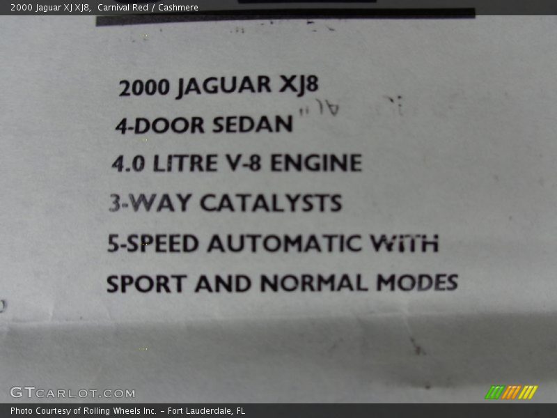 Carnival Red / Cashmere 2000 Jaguar XJ XJ8