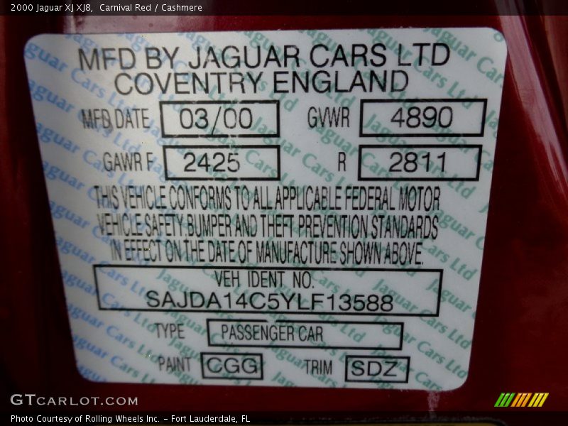 Carnival Red / Cashmere 2000 Jaguar XJ XJ8