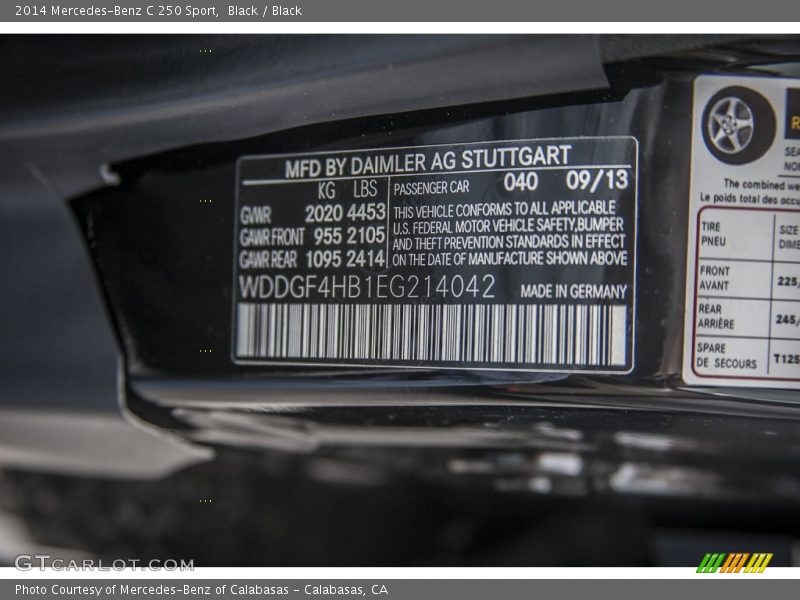 Black / Black 2014 Mercedes-Benz C 250 Sport