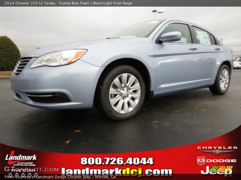 Crystal Blue Pearl / Black/Light Frost Beige 2014 Chrysler 200 LX Sedan