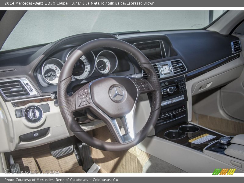 Lunar Blue Metallic / Silk Beige/Espresso Brown 2014 Mercedes-Benz E 350 Coupe