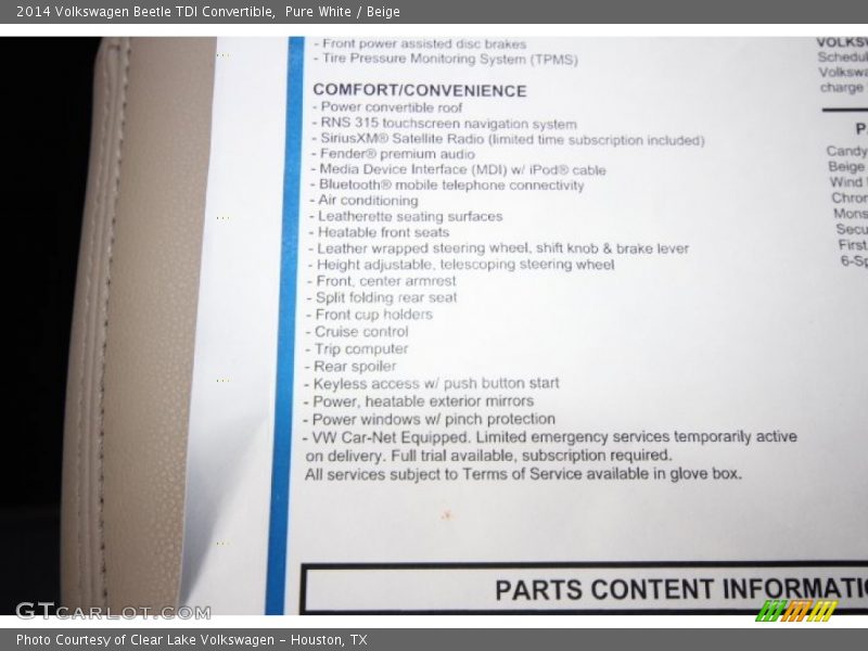 Pure White / Beige 2014 Volkswagen Beetle TDI Convertible