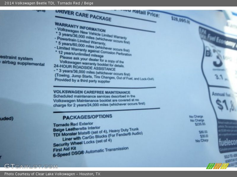 Tornado Red / Beige 2014 Volkswagen Beetle TDI