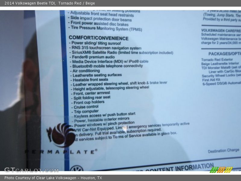 Tornado Red / Beige 2014 Volkswagen Beetle TDI