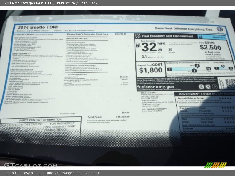 Pure White / Titan Black 2014 Volkswagen Beetle TDI