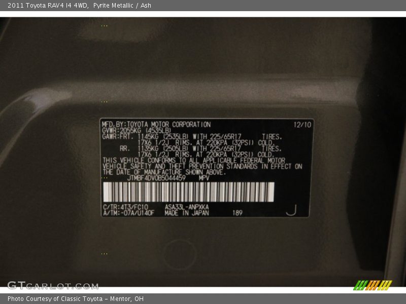 Pyrite Metallic / Ash 2011 Toyota RAV4 I4 4WD