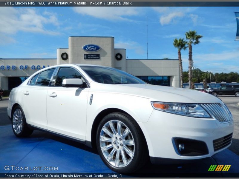 White Platinum Metallic Tri-Coat / Charcoal Black 2011 Lincoln MKS FWD
