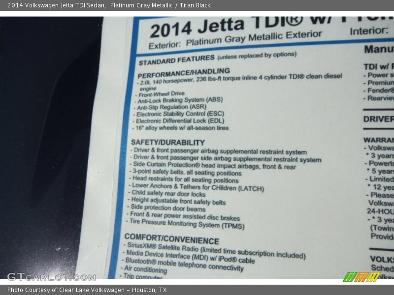 Platinum Gray Metallic / Titan Black 2014 Volkswagen Jetta TDI Sedan