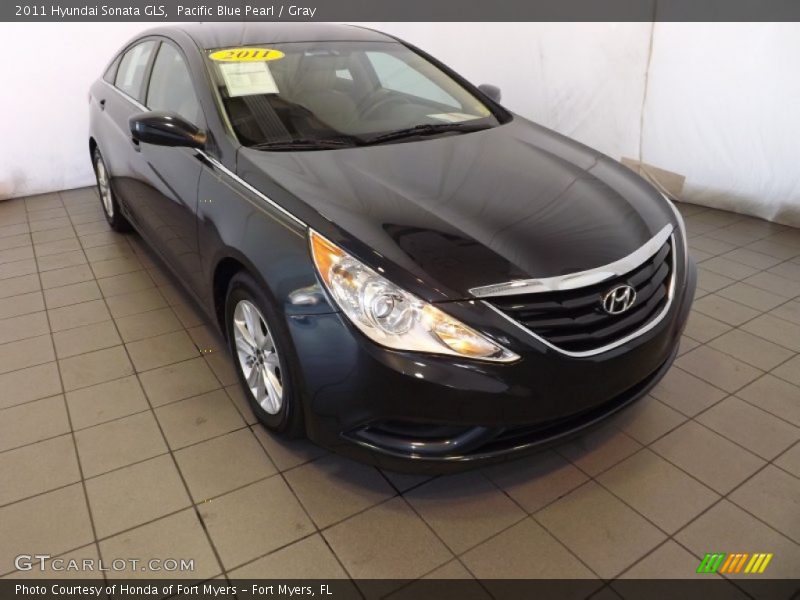 Pacific Blue Pearl / Gray 2011 Hyundai Sonata GLS