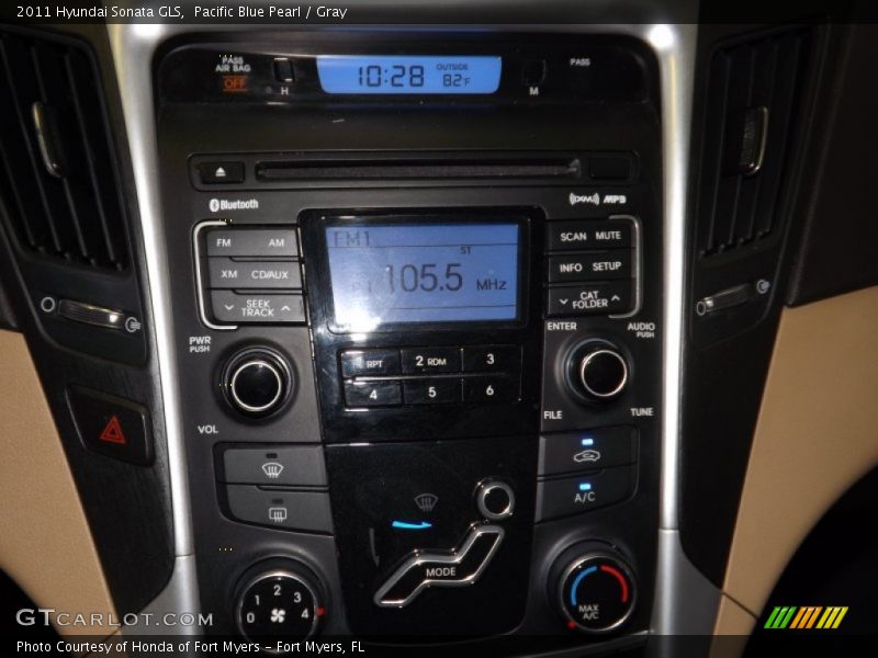 Pacific Blue Pearl / Gray 2011 Hyundai Sonata GLS